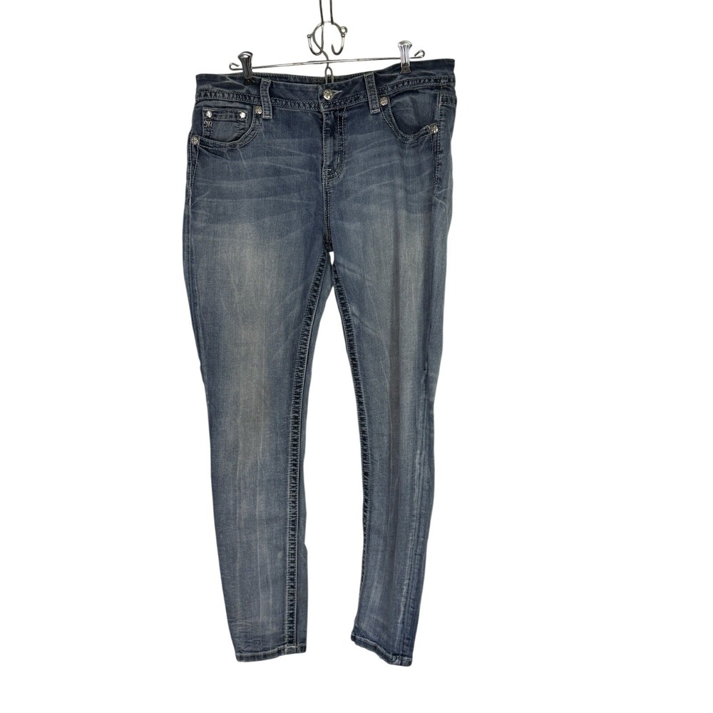 Miss Me Jeans Women's 32 Mid Rise Easy Skinny  Denim Blue